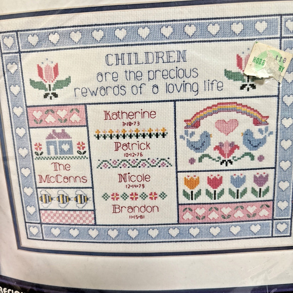 Dimensions Counted Cross Stitch craft Kit Precious Children Sampler #3609 NEW - Picture 2 of 5